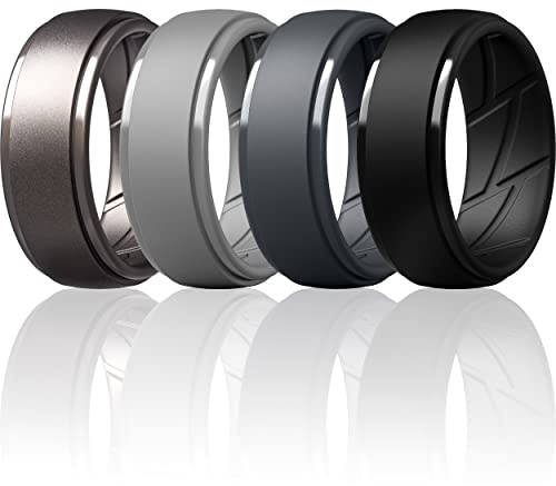 ThunderFit - Silicone Rings for Men 10mm Wide 0.3cm Thick Pack of 1-10 | 2.5mm Thick, Variety Multipack 1-10, Comfortable Fit, Durable & Flexible Silicone, Safe for Gym & Work