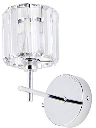 LITECRAFT Skydda Wall Light Bathroom IP44 Rated 1 Arm- Polished Chrome, Clear