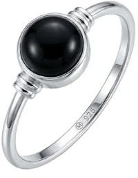 mantraroma Silberring Damen 925 Sterling Silber – runder Edelstein Ring Ø 7 mm, schlichter minimalistischer Damenschmuck modern elegant, Geschenk für Frauen