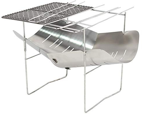 Barbecue Grill, Edelstahl BBQ Holzofen, Leichter Klappofen, Feuerbrenner für Camping Barbecue Hinterhof Garten