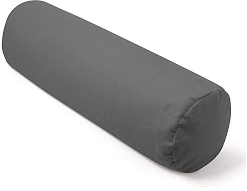 Present Mind Yoga Bolster für Yin Yoga - Made in EU Yogakissen Ø20 cm Grau - 100% natürliche Yogarolle mit Buchweizenschalen Füllung Bezug Waschbar