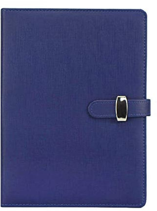 SUPERTOOL Nachfüllbares Notizbuch aus PU-Leder, mit klassischem liniertem Losblatt-Ordner, mit Tasche und Stifthalter, für Geschäftstreffen, Reisen (A7, Blau)