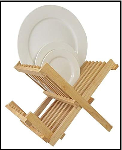 Wooden Folding Plates Dish & Cup Drainer Rack