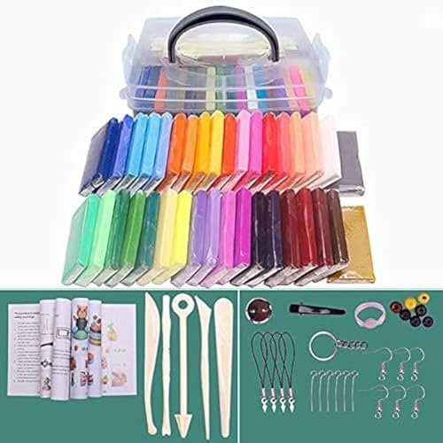 Queta Polymer Clay 32 Farben Modelliermasse lufttrocknend set Knetwerkzeug , DIY Formton mit Werkzeug und Zubehör, Kinder Kunsthandwerk Geschenk für Jungen und Mädchen