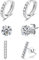 3er Ohrringe Set Für 3 Ohrlöcher Silber 925 Echtsilber - 3mm Zirkonia Ohrstecker - Stab Bar Stecker - 9mm Huggy Creolen Hoops - 3 Paar Pack Nickelfrei