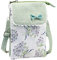 Leuchtbox Handytasche Kleine Schultertasche Crossbody Umhängetasche für Damen Mädchen Baumwolle 4 Innentaschen Süßer Blumen-Print mit Schleifchen und Spitze (Minzgrün)