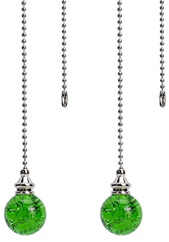 GORGECRAFT Ceiling Fan Pull Chain, 21.5 Crystal Ice Crack Ball Blind Cord Chandelier Handle Pull Chain Extension with Connector for Ceiling Light Lamp Fan, Lime Green