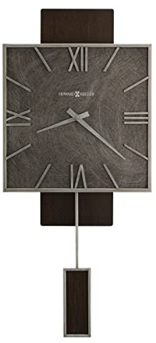 Howard Miller - Maclane Wanduhr - Modern - Espresso, Antique Silver, Black - Klein - Pendel - Wandhalterung - Batteriebetrieben - Analog - Schwarz - 2 AA - Erwachsener