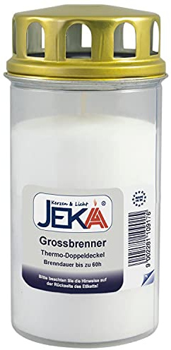 Jeka Grobrenner wei, Thermo-Doppeldeckel Grabkerze
