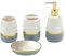 Grey Gold Bathroom accesory Set 4pc,Ceramic Bathroom Accessories Set Gray Bathroom Decor countertop Organize Include Toothbrush Holder soap Dispenser soap Dish Tumbler Cup Best Gift for Bath Storage