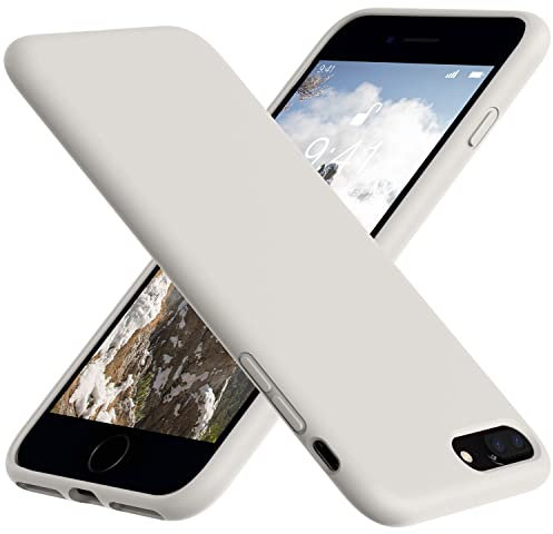 Vooii for iPhone 8 Plus/7 Plus Case, Soft Silicone Gel Bumper Case, Microfiber Lining, Hard Shell Shockproof Full-Body Protective Case Cover - Stone