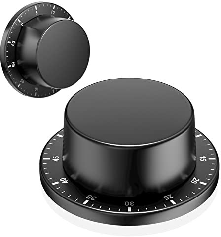 Newaner Mechanischer Küchentimer, Adsorbierbarer Magnetischer Timer, Wiederverwendbarer Wasserdichter Edelstahl-Timer Tierender Countdown-Timer für Kochen Backen, gekochte Eier in der Küche Schwarz