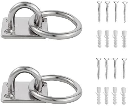 SUpoetry 2 Stücke Augplatte Edelstahl, Augplatte, Augplatte mit Öse, Decken-Haken, Rostfreie Decksplatte, Edelstahl Zurröse, Wandhaken mit Schraube zum Aufhängen von Hängematten-Boxsäcken, M8