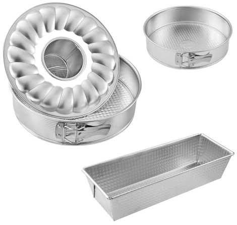 Zenker 9992250 Ensemble de 3 moules à gâteaux avec moule à cake, moule à manqué, moule à manqué et savarin, moules ronds, moules rectangles, Acier étamé, Gris, Ø18,5, Ø26 cm, 30 x 11,5 cm