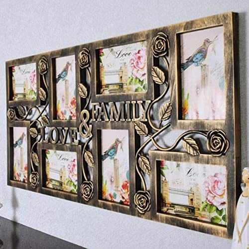 Multi Aperture Photo Frames 8 Pictures Frame Wall Mounted Collage Plastic Frame for 6 x 4 Family Love Picture Home Decor Personalised Gift for Christmas Wedding Valnetines Day Birthday Copper
