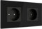 PULSAR Doppel-Steckdose Unterputz Schwarz, Schutzkontakt Wandsteckdose 250V/16A aus gehärtetem Glas, 2-Fach Schuko Steckdosen 157 x 86 mm