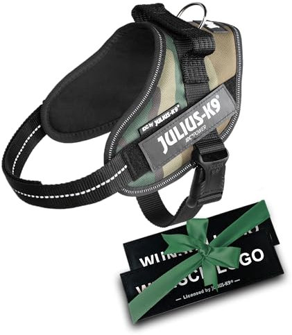 JULIUS K-9 IDC Powergeschirre Camouflage mit individuelle Klettaufschriften Bundle optionale Größe, 16IDC+CUSTOMP-C, Kleine, mittelgroße, und große Hunde
