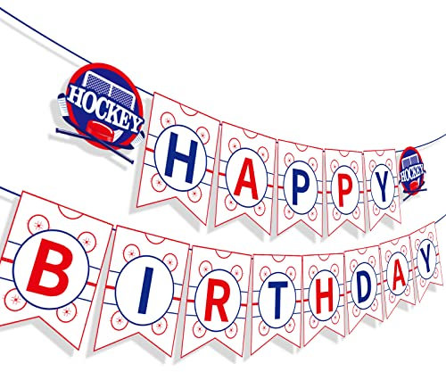 Hockey-Geburtstagsbanner Happy Birthday Banner Hockey Geburtstag Party Supplies Hockey Happy Birthday Banner für Kinder Jungen Mädchen Hockey-Fans Hockey-Geburtstagsparty Dekoration