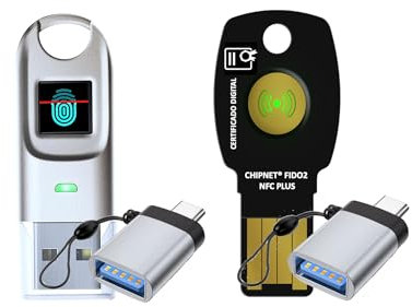 FIDO2 BIOKIT Plus - 1 FIDO2 BioPASS + 1 FIDO2 NFC Plus + Digitales Zertifikat ChipNet - Spanisches Unternehmen mit Kundendienst-Support.