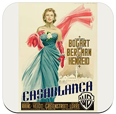 Sous Glass en Kork - Casablanca Altes Filmplakat Retro Vintage Kino Poster - 1 Einheit (95 x 95 mm)