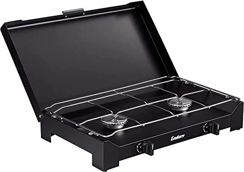 Enders Fornello da Campeggio Dalgety 2 Black, Fornelletto portatile a due fuochi con coperchio, Pressione del Gas: 30mbar - 185533