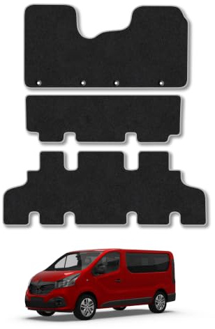 Renault Trafic (2014+) [Minibus] Carpet Car Mats | Grey Edge Trim Tailored Fit Floor Mats Full Coverage Protection Accessories Easy Clean Anti Slip Made in the UK