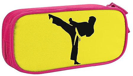 AABSTBFM Karate-Highkick-Icon Federmäppchen, Stifteetui mit Reißverschluss, Schwarz, großes Fassungsvermögen, für Schule, Büro und Reisen, rose, Einheitsgröße, Schulranzen