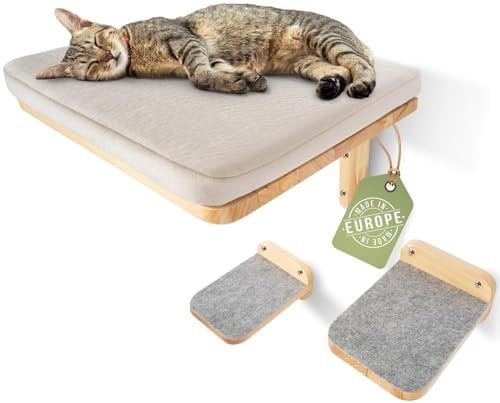 WOOWOOD® Pared de Escalada para Gatos, Incluye 2 escaleras para Gatos, de Europa, árbol rascador de Pared, Hamaca para Gatos, Pared para Gatos, Pared para Gatos, rascador de Pared, Muebles para Gatos