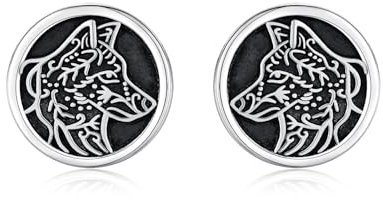 REDSUN Wolf Ohrringe 925 Sterling Silber Wolf Ohrstecker Wikinger Wolf Ohrstecker Tier Ohrringe Wolf Schmuck für Unisex Herren Mutter Mama Mädchen Damen Teenager Geschenk