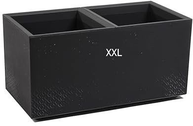 MELTOM Blumenkübel Blumentopf Quadratisch mit Rollen sehr Dekorativ (Schwarz, XXL)