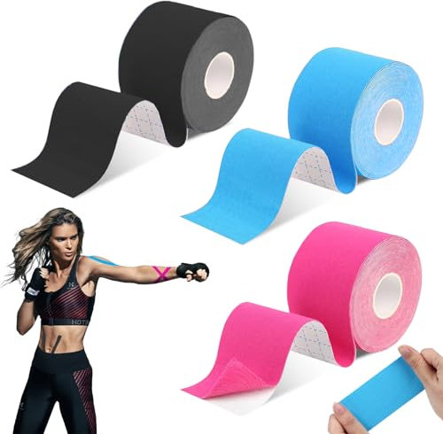 WAYBWZDQ 3 Rollen Kinesiotapes, Kinesiologie Tape, Elastisches Kinesiotapes Muskelband, Kinesiotape, Tapes Medizinische Klebebänder, Kinesio-Tape, Truetape, für Knie, Schulter, Ellenbogen (7cm x 5m)