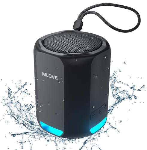 MLOVE P1 Enceinte Bluetooth Portable 12 Watts avec Son Puissant et lumières colorées 12 Heures de Lecture étanche résistant à la poussière TWS pour la fête