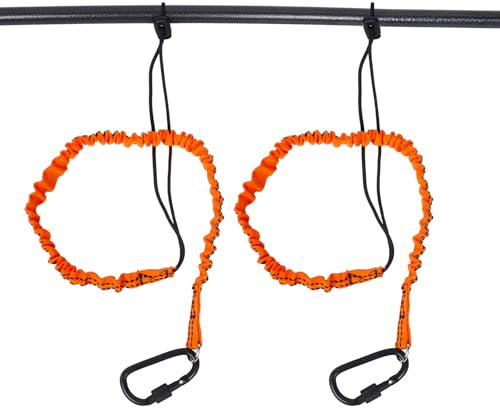 Qaziuy 2 Stück Kajak Paddel Leine, Elastische Paddel Leine mit Karabiner Stretch Kajakseil Paddel Leine SUP Leash für Kaja-, Kanu, Surfbretter, Angelruten