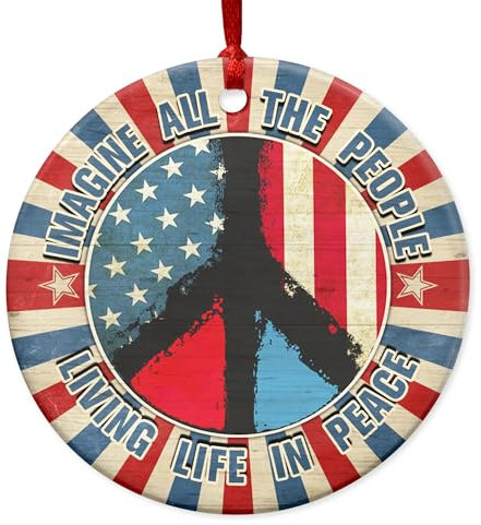 FLAGWIX Hippie Dekor, Weihnachtsschmuck 2024 - Weihnachten, Boho, Hippie Geschenke für Frauen, Familie, Freunde, Schwester, Hippie Weihnachtsschmuck - Christbaumschmuck Keramik Ornamente