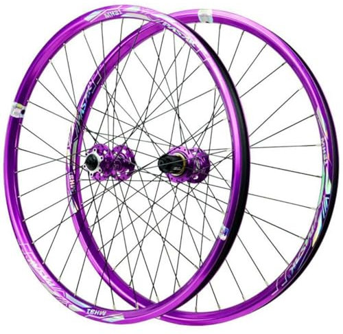 26 27,5 29 Zoll Fahrrad-Radsatz, 32H-Speichen, Schnellspanner, Sechs-Nagel-Scheibenbremse, 7-12-Gang-Mountainbike-Rad für 1,5-2,8-Zoll-Reifen, Radsatz (Lila-A, 26 Zoll)