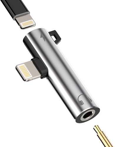 Adattatore Jack 3,5mm Cuffie per iPhone Aux Cavetto Lightning Caricatore Accessori Cavo Audio Auricolari Sdoppiatore Headphone Ricarica per Apple iPad Mini Air Prolunga Cuffia Adapter ip-GG