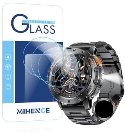MIHENCE Screen Protector for EF5 1.43 Inch Smartwatch, 9H Anti-Scratch Tempered Glass Film Compatible with LIGE/ESFOE/FOXBOX 1.43 Inch Smartwatch EF5 (Pack of 3)