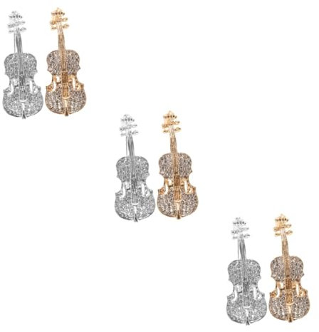 CALLARON 3 Ensembles Violon Broche Corsage Épingles À Linge Épinglette Violon Épingle Pour Vêtements Châle Épingle Costume Broche Chapeau Broche Broche En Métal Broches 2 pièces * 3