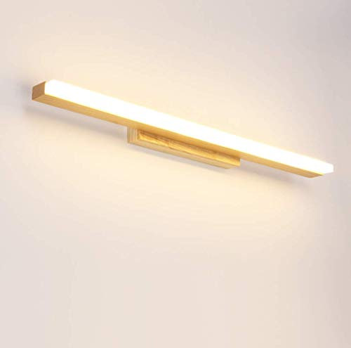 SSNCcNC Modern Holz Spiegellampe Minimalismus Bad Spiegel Vorne Licht LED 40CM Schminktisch Spiegelleuchte Elegante Make-up Spiegellicht Wasserdicht Wandbild Wandleuchte Weißes Licht 6000K 6W
