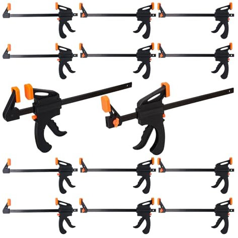 Biugaaufai 14 PCS 4 Inch Bar Clamps for Woodworking, Orange E-Z Hold Woodworking Bar Clamps Set, One-Handed Quick F Clamps, F Clamps Set for Carpenters & Woodworkers Tools