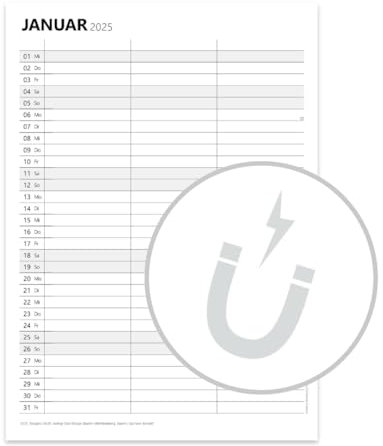 PuK Planer für Zwei 2025 | Paarplaner Familienkalender 3 Spalten | Paarkalender 2025 DIN A4 Block | Feiertage und Kalenderwochen | Partnerkalender Kalenderblock 2025 (Block mit Magnet)