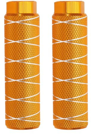 PATIKIL Bike Pegs Fit 3/8 Inch Axles, 2 Pack Aluminum Alloy Anti-Skid Lead Foot Bicycle Peg Back Seat Stands with Thin Line for BMX Mountain Dirt Bike Cycling Rear Stunt Pegs, Orange