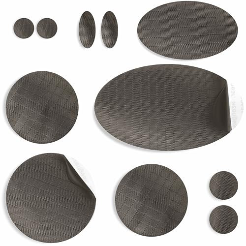 aZengear Repair Patches for Down Jackets, Puffer Coats, Waterproof, Self-Adhesive, Tear-Cold-Heat-Resistant Nylon Polyester Fabric, Fix Air Mattress, Inflatables, Tents (11 Pcs, Charcoal Brown)