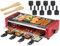 Raclette Grill Electric - Nonstick Indoor Griddle with 8 Cheese Pans & 2 Wooden Spatulas - Smokeless BBQ Grill for Cheese Dishes & Cooking Parties