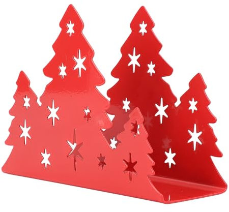 Serviettenhalter Edelstahl Weihnachtsbaum -geformtes Gewebepapierhandtuchregal Lagerhalter für Heimrestaurant Langable rostfreie elegante dekorative Organisator für Esstisch (Rot)