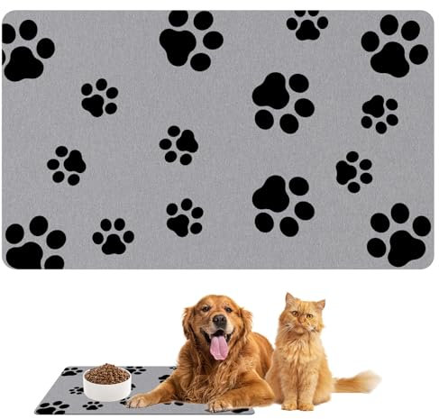 Tappetino Ciotole Cane, 30x50 cm Super Assorbente Tappetino Sottociotola per Cani, Tappetini Sottociotola per Gatti, Tappeto Ciotola Cane Antiscivolo, Tappetino Gatto Ciotole Facile da Pulire per Casa