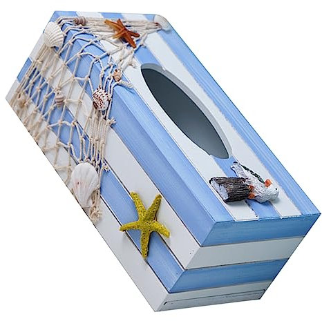 ULTECHNOVO Box Taschentuchbox Retro Rechteck Rechteckiger Dekohalter Dekoration Papierhandtuch Taschentuchspender Strandzimmerdekor Mediterranes Küstenzimmerdekor Harz