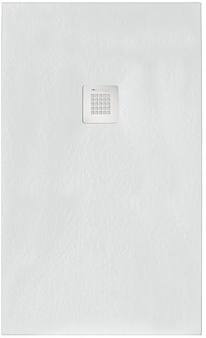 Piatto doccia rettangolare 140x80 cm effetto pietra marmoresina STONE bianco FRANCIA