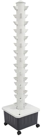 YOICUATGNA Hydroponik-Turm 45 Löcher (156cm) – Automatisches Hydrokultur-System mit 30L Wassertank, Wasserstandsanzeiger,5W Pumpe & 4 Rollen, für Kräuter Obst und Gemüse