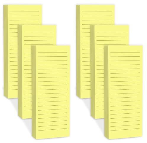 Magnetic Notepads Note Pads for Fridge with Full Magnet Back, 180 Sheets Yellow Lined Refrigerator Notepad, 30 Sheets Per Pad for Grocery List, Shopping List, Office, Home, To-Do Lists & Memos